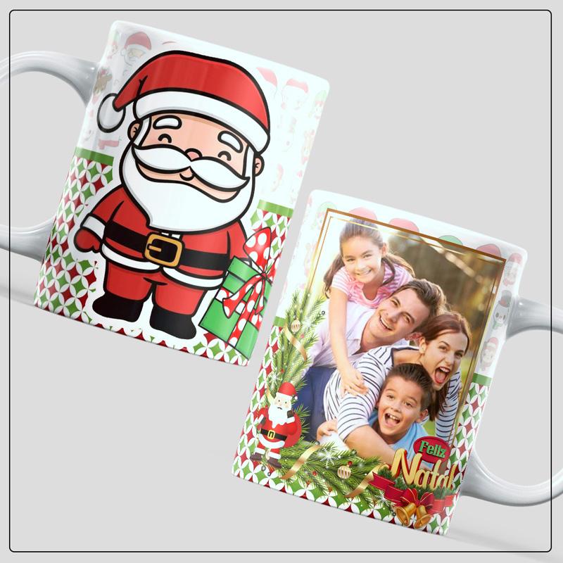 Caneca Personalizada Feliz Natal: Com 1 Foto de Sua Escolha M2