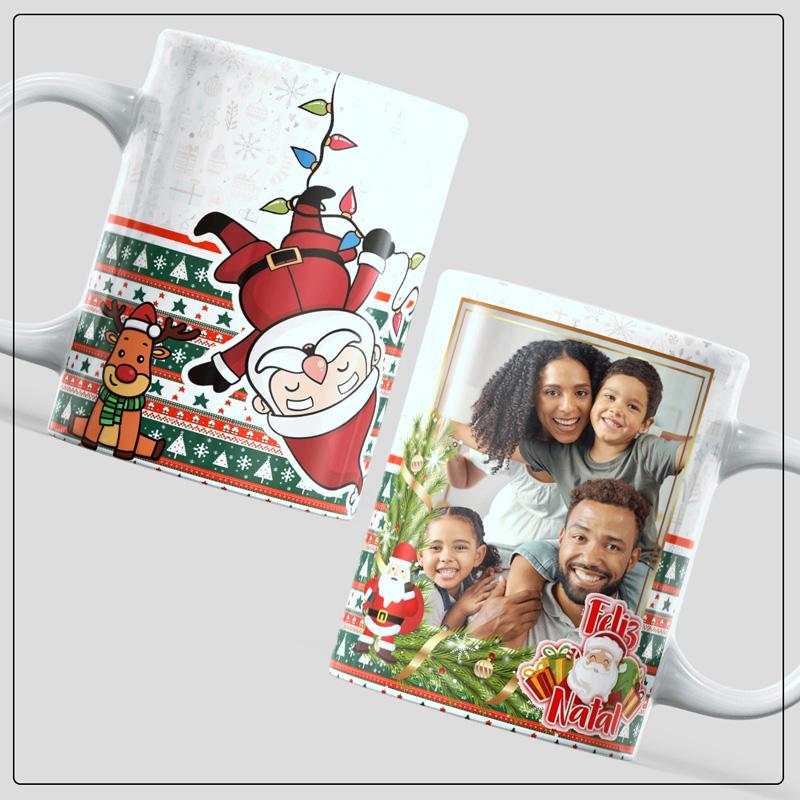 Caneca Personalizada Feliz Natal: Com 1 Foto de Sua Escolha M3