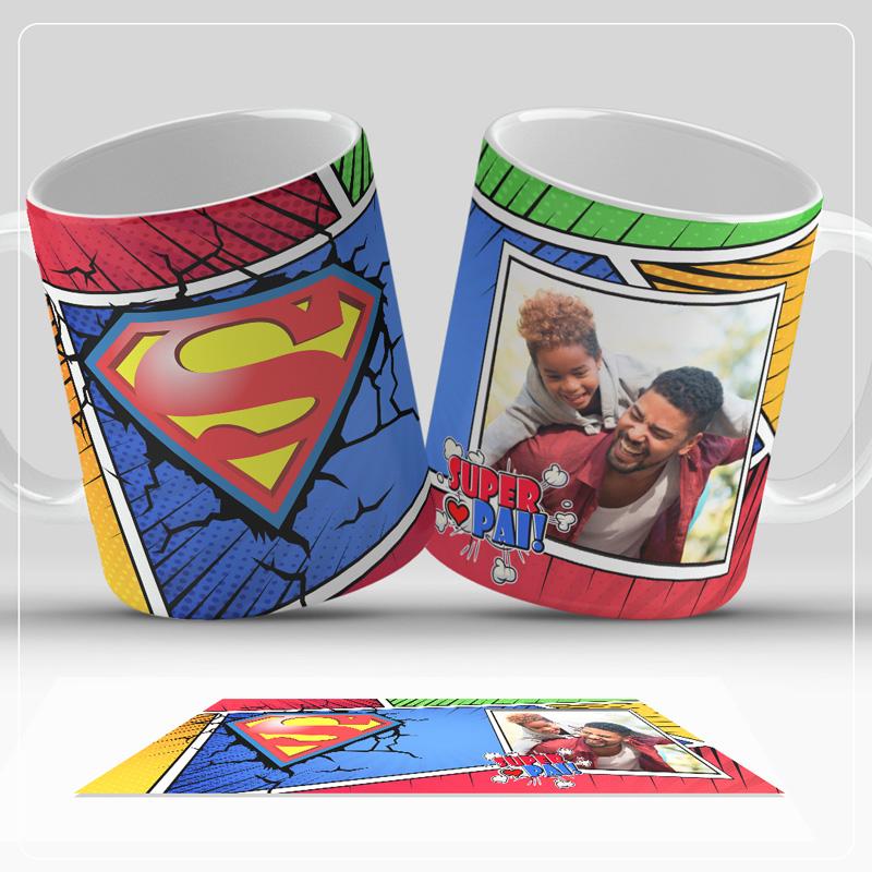 Caneca Personalizada Dia dos Pais: Super Pai Com Foto